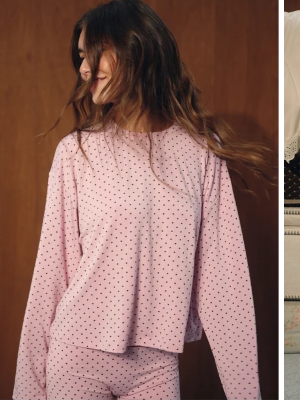 SET Active Pink Polka Dot Long-Sleeve Pajama Top